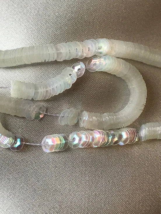 Transparent Iridescent Cup Sequins 3MM (14292), 4MM (1453), 5MM (14255)- High Grade- Strung For Professional Use