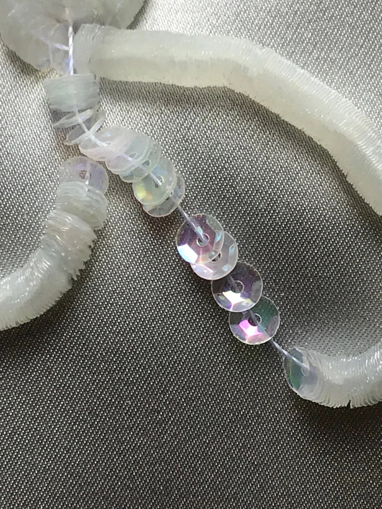 Transparent Iridescent Cup Sequins 3MM (14292), 4MM (1453), 5MM (14255)- High Grade- Strung For Professional Use