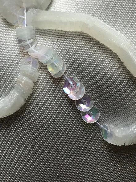 Transparent Iridescent Cup Sequins 3MM (14292), 4MM (1453), 5MM (14255)- High Grade- Strung For Professional Use