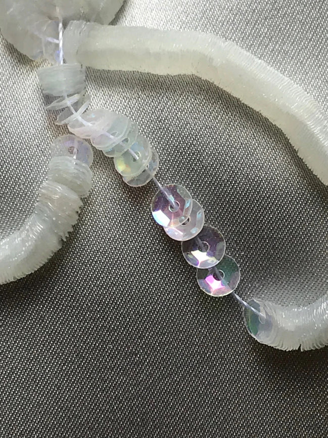 Transparent Iridescent Cup Sequins 3MM (14292), 4MM (1453), 5MM (14255)- High Grade- Strung For Professional Use
