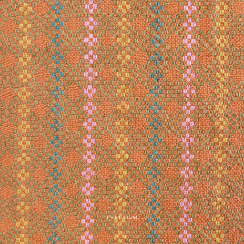 Woven Cotton Fabric- “Mosaic- Amaretto”- Lucky Loom- Fableism- 44” Wide