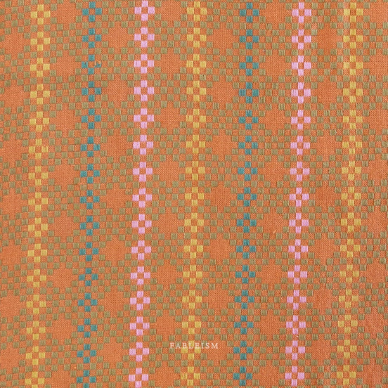 Woven Cotton Fabric- “Mosaic- Amaretto”- Lucky Loom- Fableism- 44” Wide