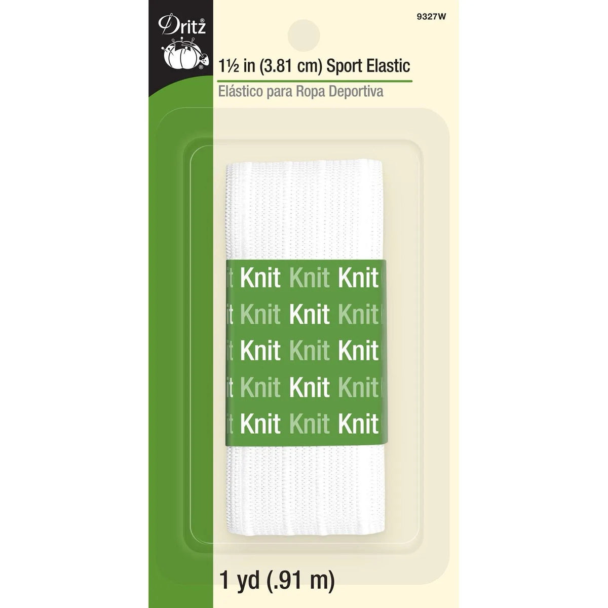 Sport Elastic 1-1/2” Wide, White- 1 YD Long- 9327W