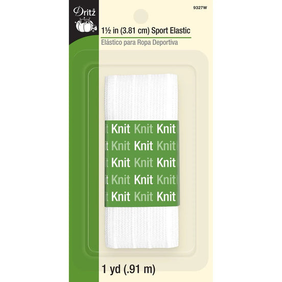 Sport Elastic 1-1/2” Wide, White- 1 YD Long- 9327W