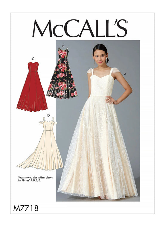 McCall's Sewing Pattern Misses' Dresses- M7718- (6-8-10-12-14), (14-16-18-20-22)