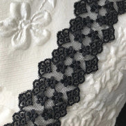 Black Embroidered Lace Trim- 1.5