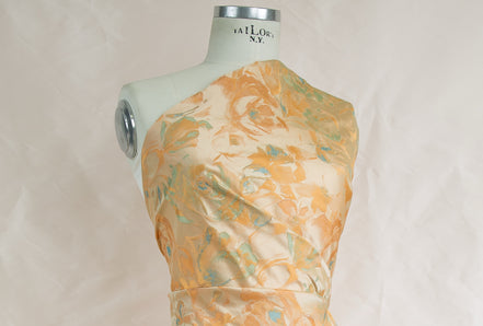 Peach, Aqua Blue Silk Blend Jacquard- 55" (1715)