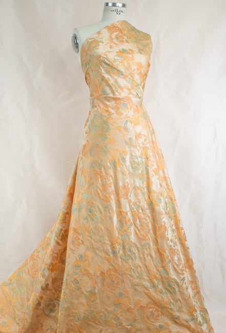 Peach, Aqua Blue Silk Blend Jacquard- 55" (1715)