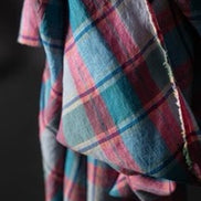 Merchant & Mills- FRUIT CAKE- European Linen Check- Teal Blue, Raspberry Pink, Pale Yellow