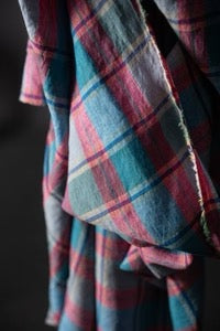 Merchant & Mills- FRUIT CAKE- European Linen Check- Teal Blue, Raspberry Pink, Pale Yellow