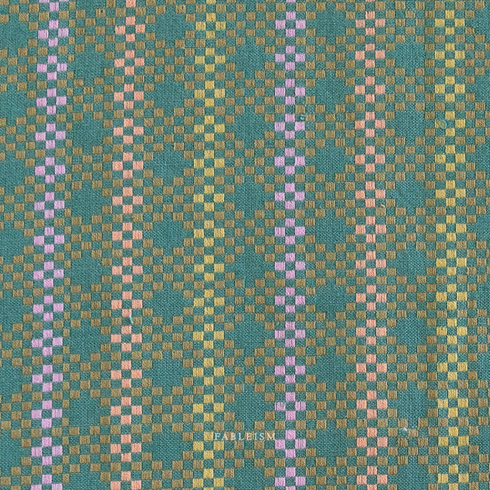 Woven Cotton Fabric- “Mosaic- Melon”- Lucky Loom- Fableism- 44” Wide