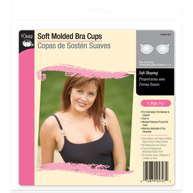 Soft Molded Bra Cups, Beige, C/D Cup- Dritz