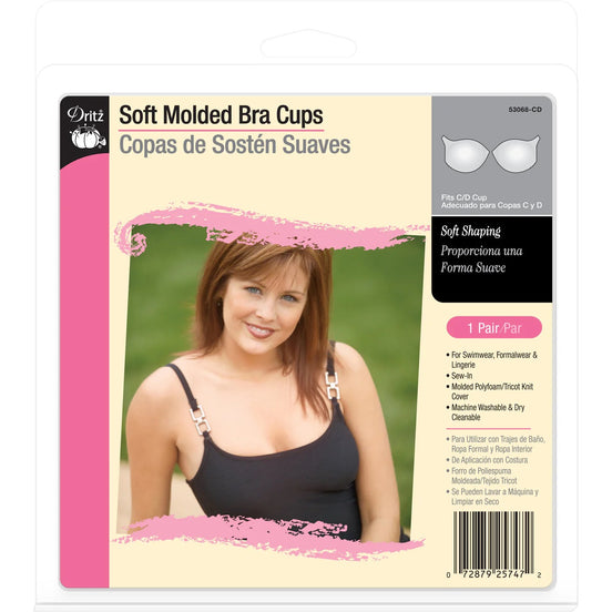 Soft Molded Bra Cups, Beige, C/D Cup- Dritz