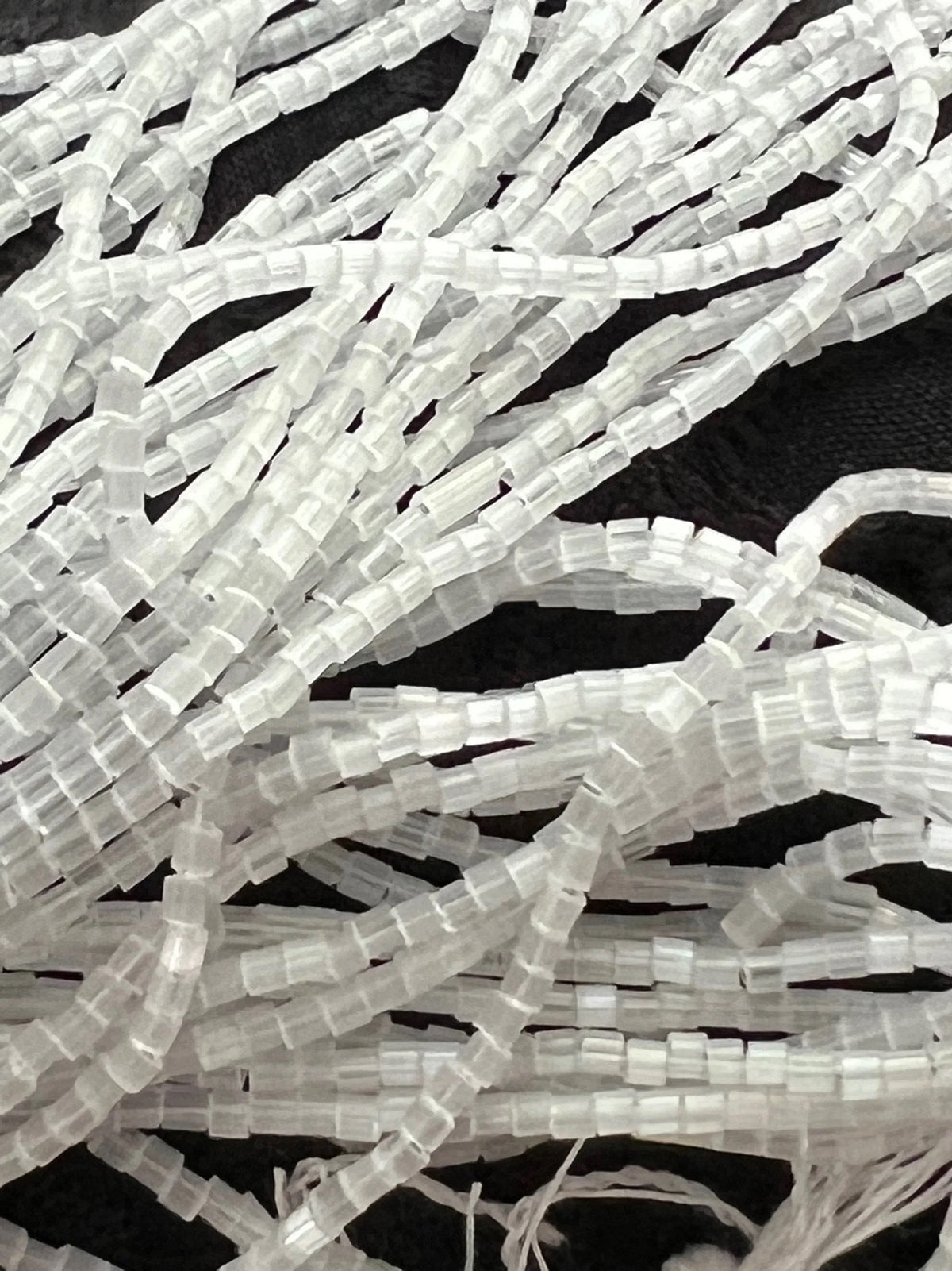 Satin White Bugle Beads Round 1/2* Czech Glass Beads (2175)