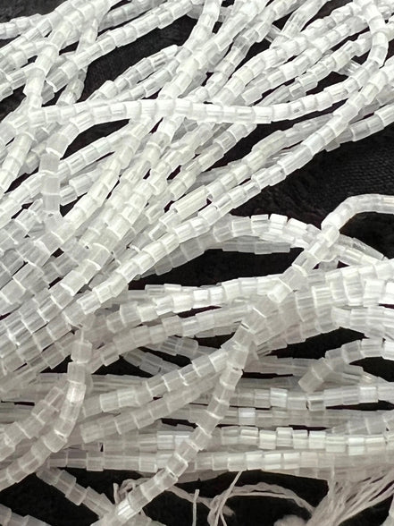 Satin White Bugle Beads Round 1/2* Czech Glass Beads (2175)