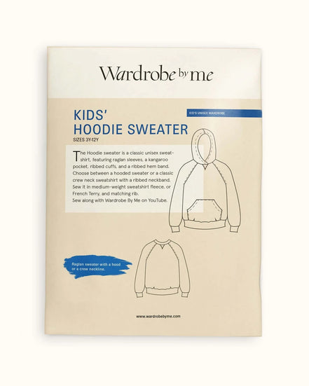 Kids Hoodie sweater Paper Sewing Pattern- Wardrobe By Me- Kids sizes 3-12
