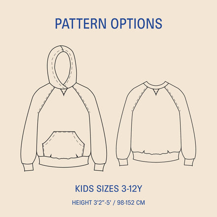 Kids Hoodie sweater Paper Sewing Pattern- Wardrobe By Me- Kids sizes 3-12
