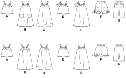 McCall's Sewing Pattern Children's/Girls' Gathered Tops, Dresses, Shorts and Pants- M5797- 3-4-5-6-