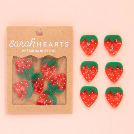 Strawberry Large 1" Buttons- Sarah Hearts