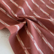 Beautiful Yarn Dyed Woven Cotton Fabric- “Track Stripe in Red Dahlia