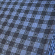 Dobby Hearts Gingham in Blueberry- Queen of Hearts- Fableism- 54” Wide- Navy Blue