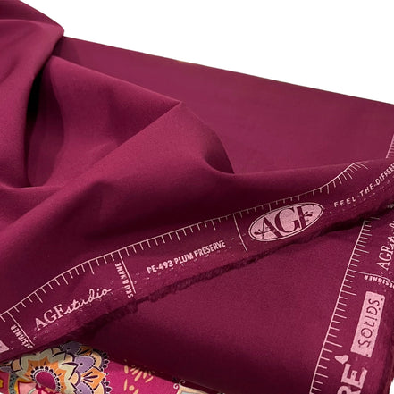 Art Gallery Fabric- AGF Solid- "Plum Preserve" Cotton Fabric- 44"