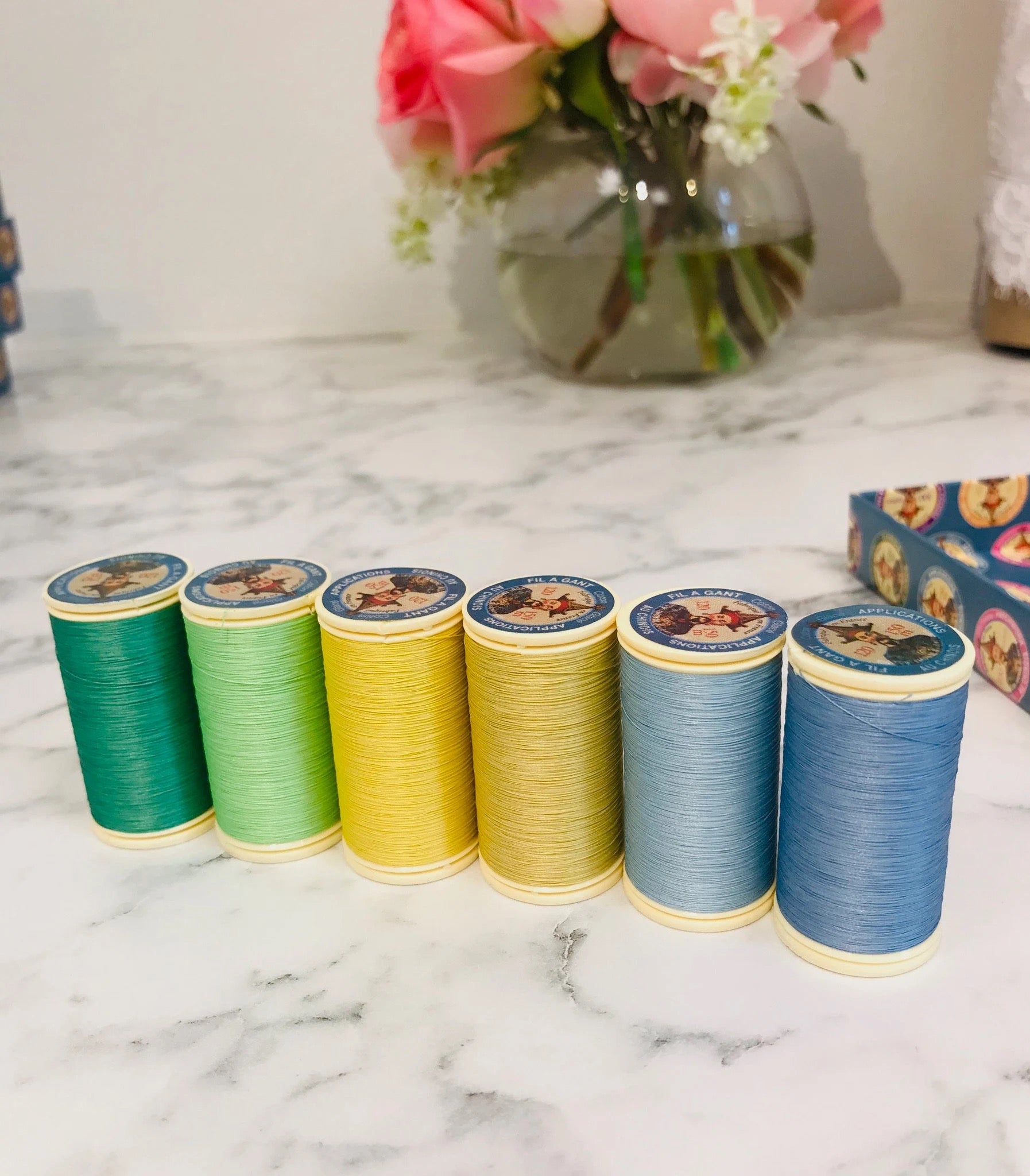 Sajou Assortment #2 Box- Pastel Tones- 12 Spools GLOVING THREAD