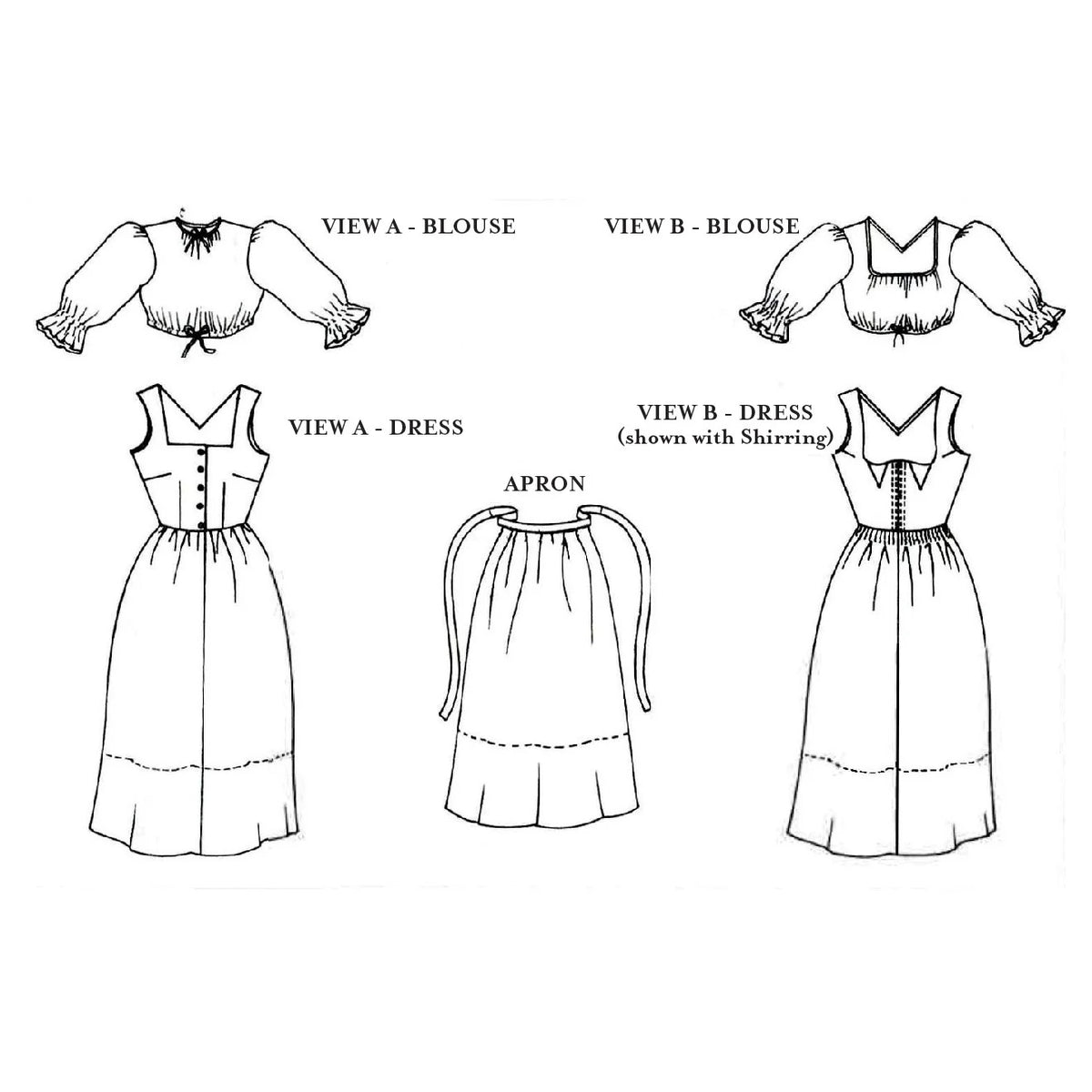Austrian Dirndl- Folkwear Patterns- 123- Printed Paper Pattern- Misses XS-3XL