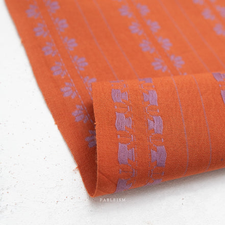 Deco Stripe in Spice- Fine and Dandy- Fableism- Woven Cotton- 44"
