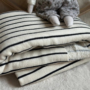 Large Loop American Milled Organic Cotton French Terry- Black Striped on Creamy- 56” Wide