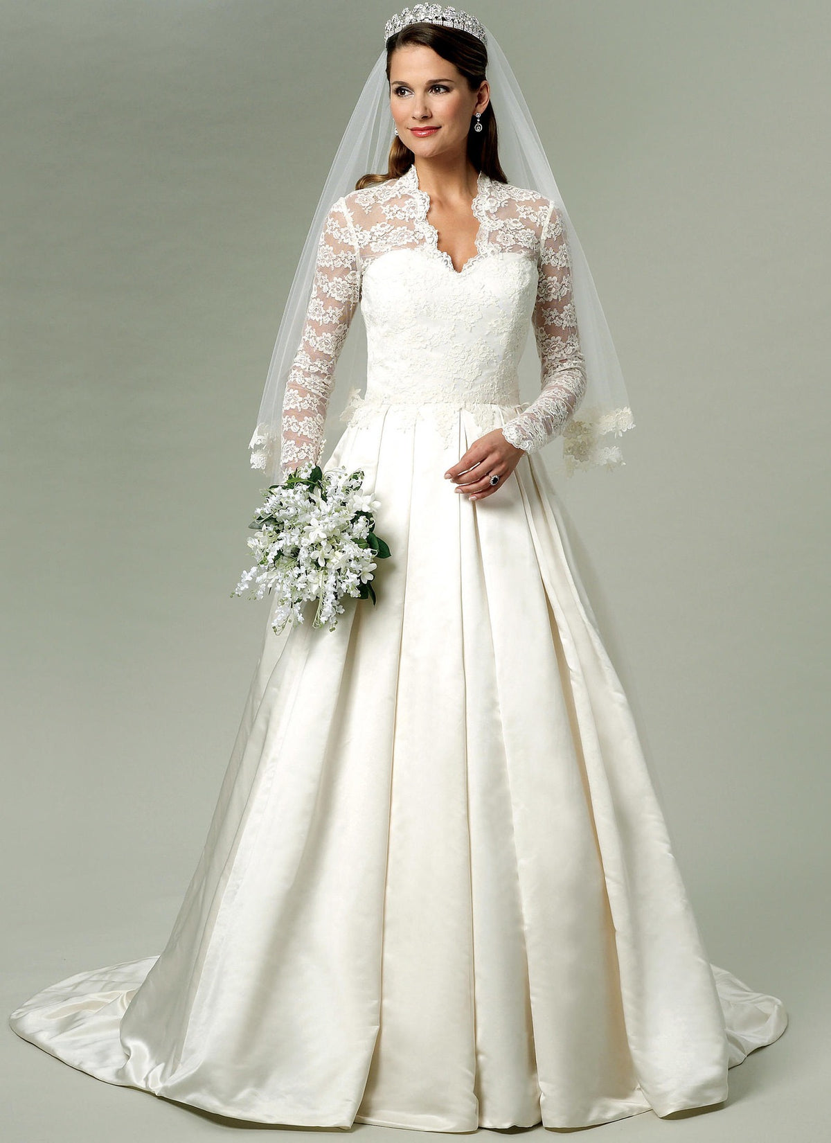 Butterick B5731 Sewing Pattern Misses’ Wedding/ Bridal Lace-Overlay Dress with Train