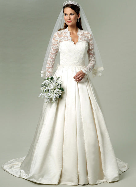 Butterick B5731 Sewing Pattern Misses’ Wedding/ Bridal Lace-Overlay Dress with Train