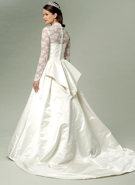 Butterick B5731 Sewing Pattern Misses’ Wedding/ Bridal Lace-Overlay Dress with Train