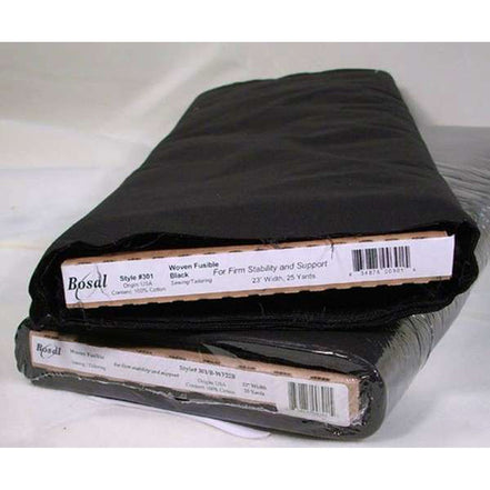 Bosal Fashion Fuse- 301- Black COTTON- Woven Fusible Interfacing- 20"