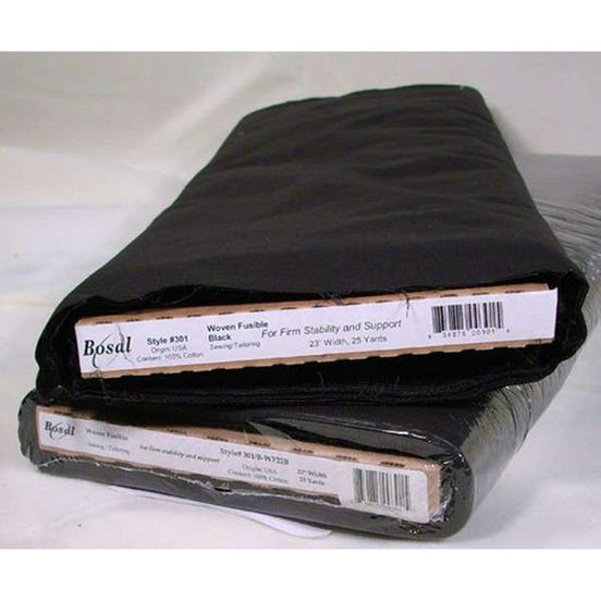 Bosal Fashion Fuse- 301- Black COTTON- Woven Fusible Interfacing- 20"