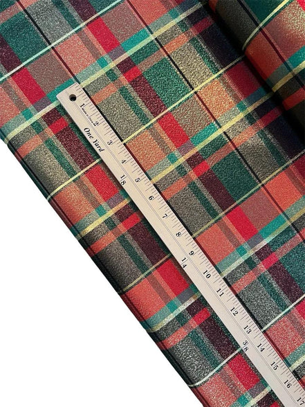 Red, Green, Gold- Plaid Taffeta- 57” Wide- Acetate- “Marie"