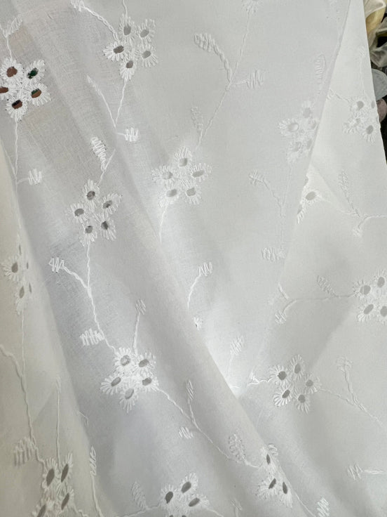 Francesca Cotton Eyelet- In White or PFD- 55" Wide- 22308- Little Flowers