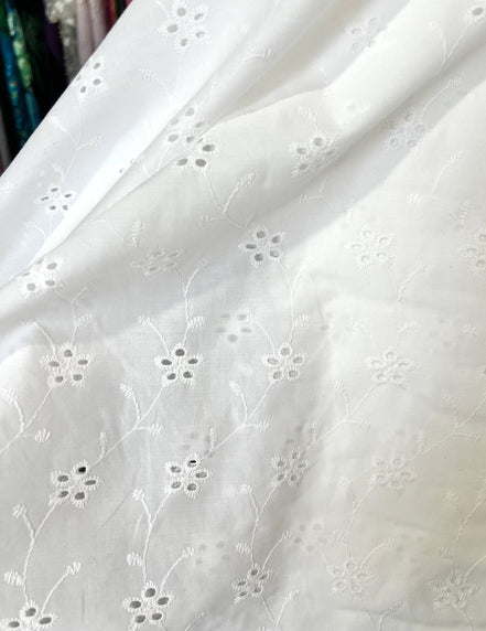 Francesca Cotton Eyelet- In White or PFD- 55" Wide- 22308- Little Flowers