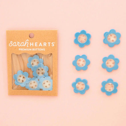 Blue Daisy Large 1" Buttons- Sarah Hearts