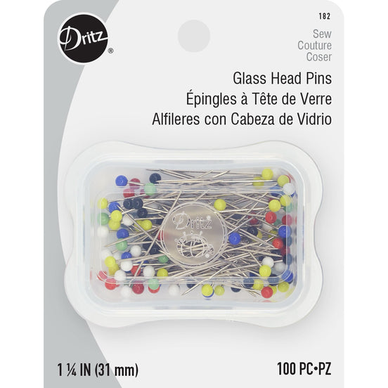 Dritz Glass Head Pins 1-1/4", 100 ct (#182)