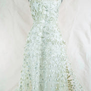 White, Silver European Embroidered Tulle- Bridal- 57