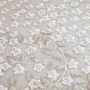 White, Silver European Embroidered Tulle- Bridal- 57