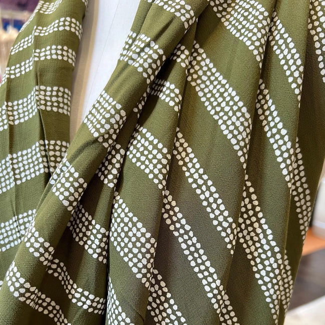 Gaia Ivy Green- White on Green- Kelsey Viscose - Atelier Brunette France- 54"