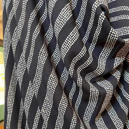 Gaia Deep Charcoal- White on Charcoal (almost black)- Kelsey Viscose - Atelier Brunette France