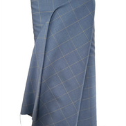 Slate Blue Windowpane Wool Suiting- Maverick Super 110's- 60