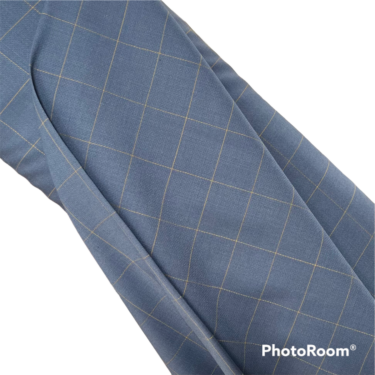 Slate Blue Windowpane Wool Suiting- Maverick Super 110's- 60