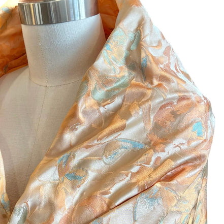 Peach, Aqua Blue Silk Blend Jacquard- 55" (1715)