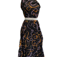 Misty- Purple, Orange and Green on Black- Viscose Rayon Twill- Atelier Brunette France