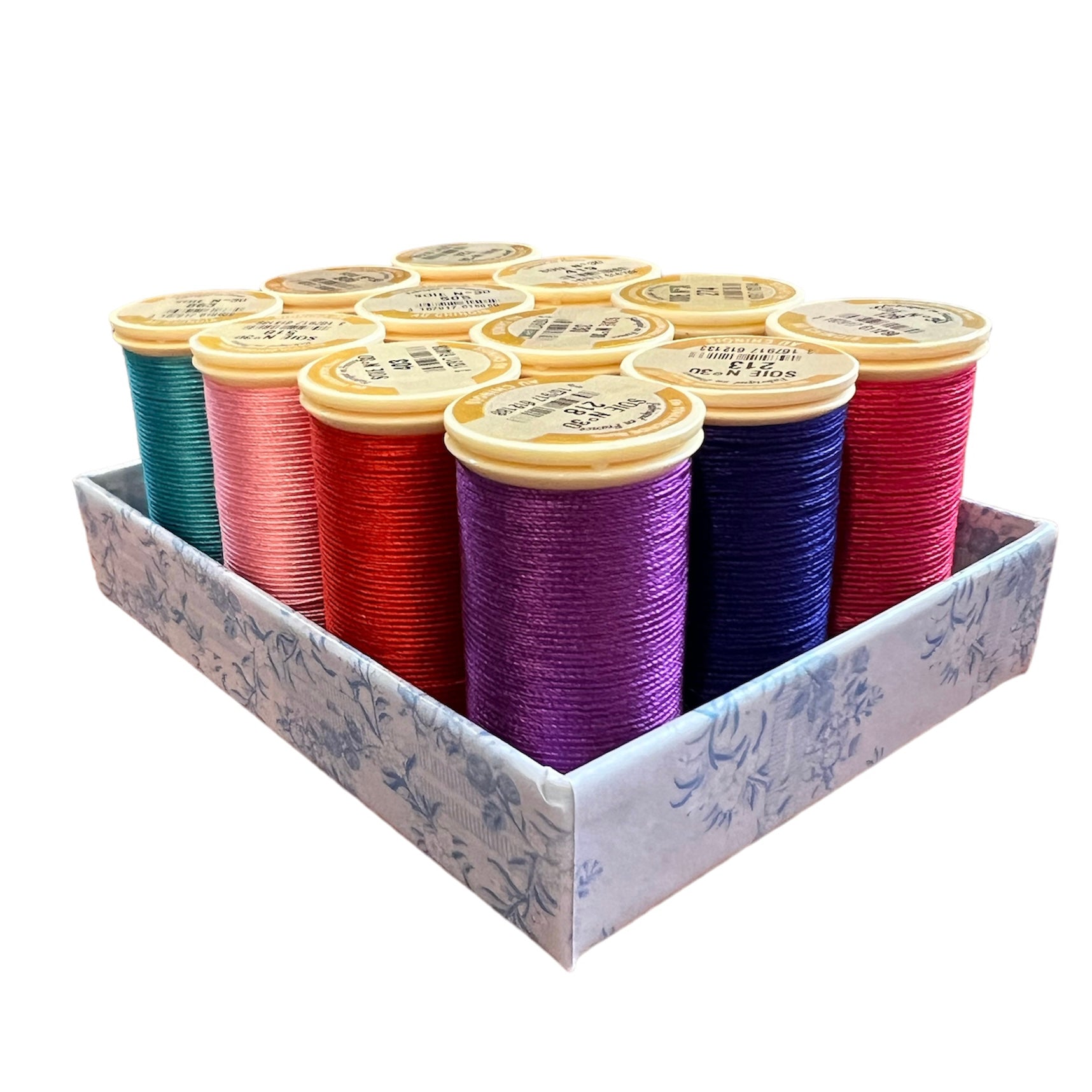 Sajou Assortment Box- Perle Silk Bright Tones- 12 Spools- Fil au Chinois
