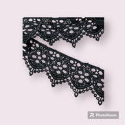 Black Floral Guipure- Lace Trim 4217- 1.65